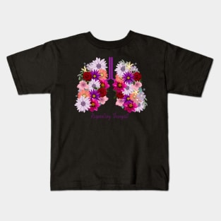 Floral Respiratory therapist shirt, Botanical RT pulmonologist shirt, Anatomy Shirt, Pulmonologist Gift, Flowers Lung Kids T-Shirt